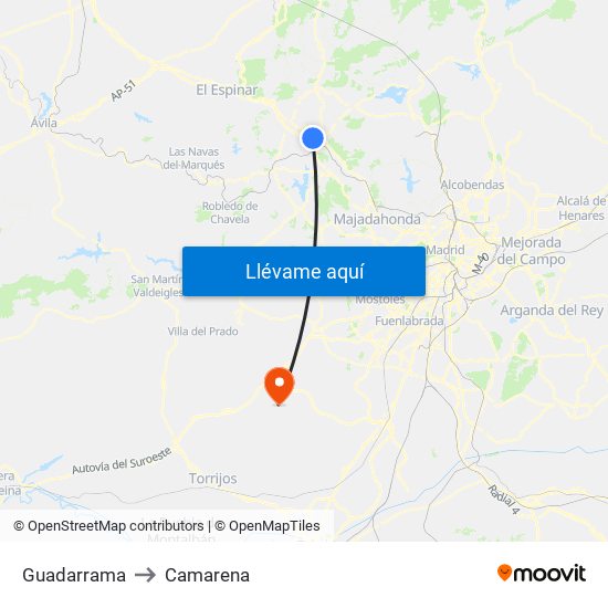 Guadarrama to Camarena map