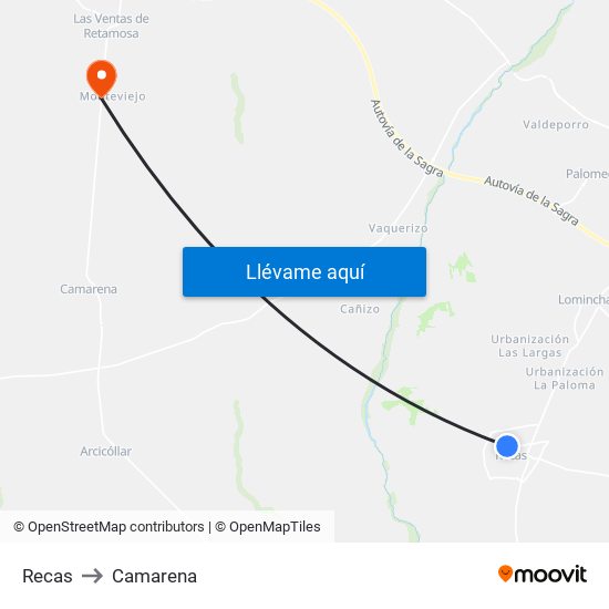 Recas to Camarena map