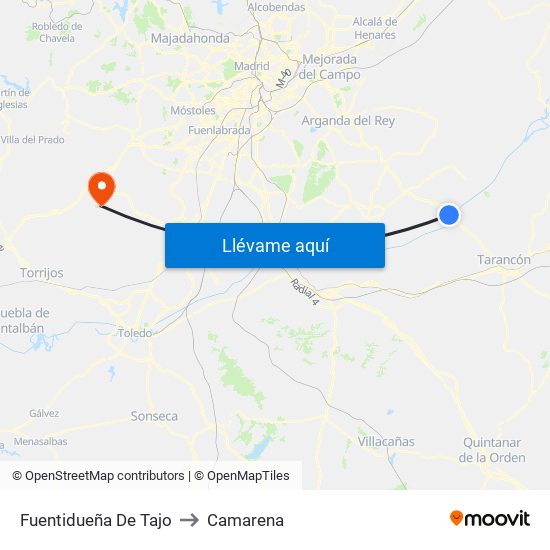 Fuentidueña De Tajo to Camarena map
