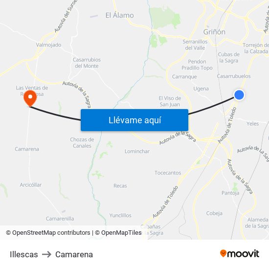Illescas to Camarena map