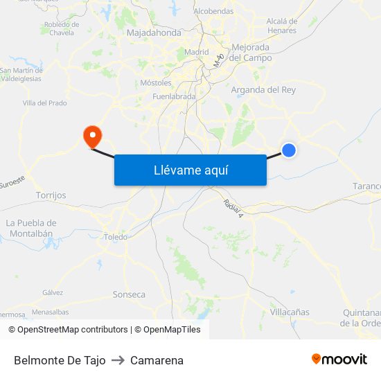 Belmonte De Tajo to Camarena map