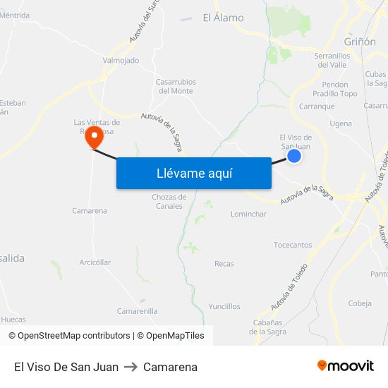 El Viso De San Juan to Camarena map