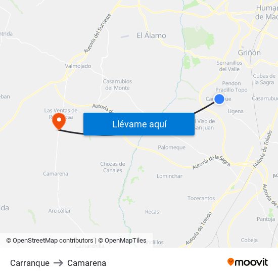 Carranque to Camarena map