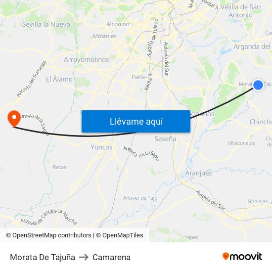 Morata De Tajuña to Camarena map