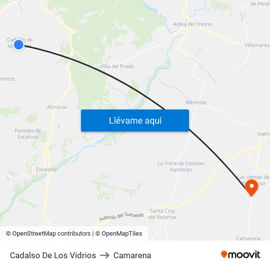 Cadalso De Los Vidrios to Camarena map
