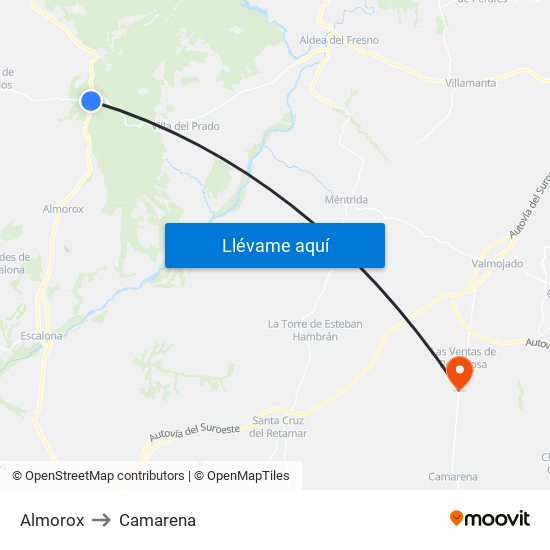 Almorox to Camarena map