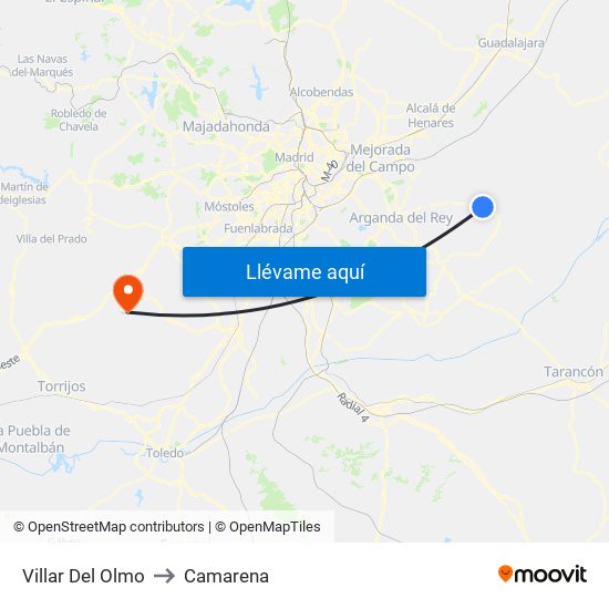Villar Del Olmo to Camarena map
