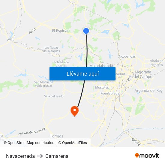 Navacerrada to Camarena map