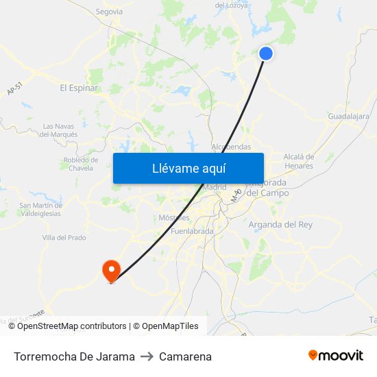 Torremocha De Jarama to Camarena map