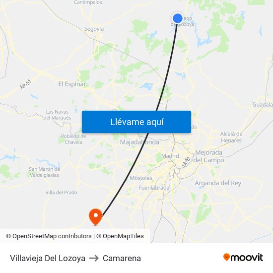 Villavieja Del Lozoya to Camarena map