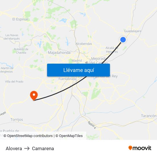 Alovera to Camarena map