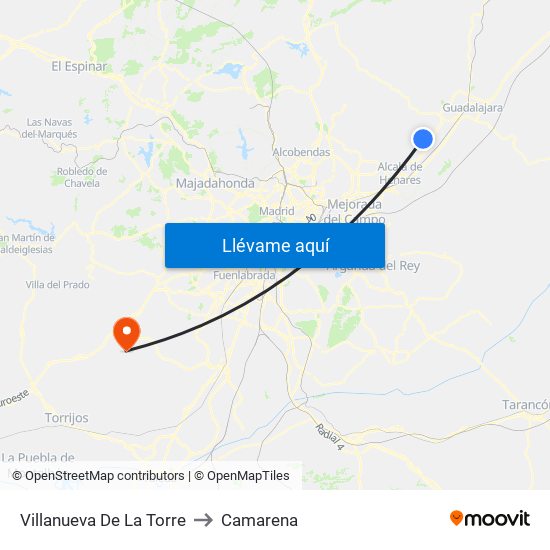 Villanueva De La Torre to Camarena map