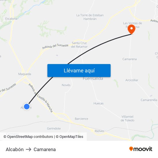 Alcabón to Camarena map