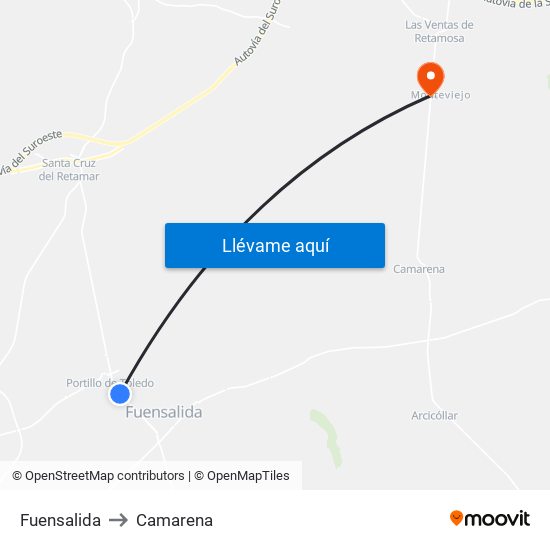 Fuensalida to Camarena map