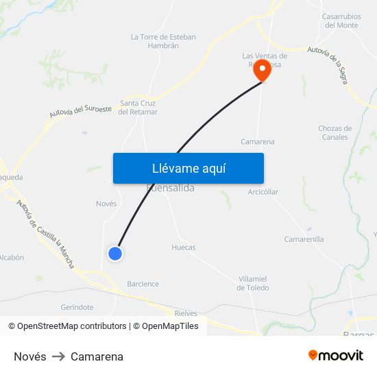 Novés to Camarena map