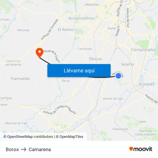 Borox to Camarena map