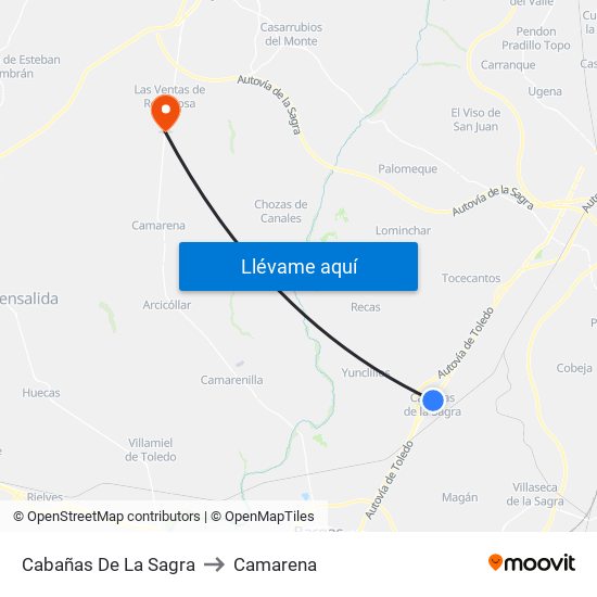 Cabañas De La Sagra to Camarena map