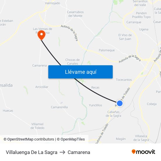 Villaluenga De La Sagra to Camarena map