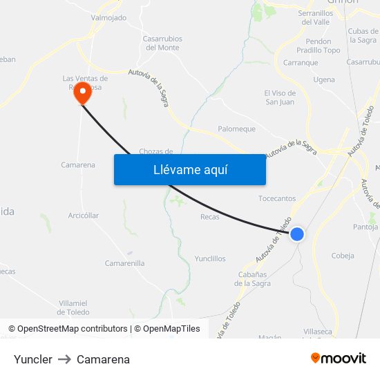 Yuncler to Camarena map