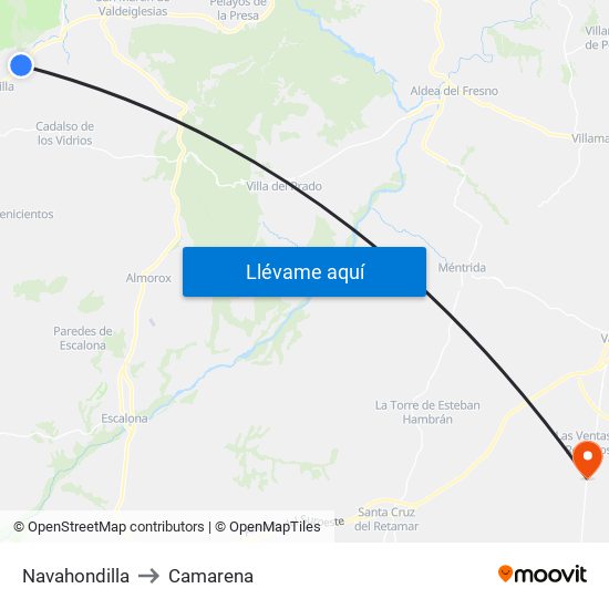 Navahondilla to Camarena map