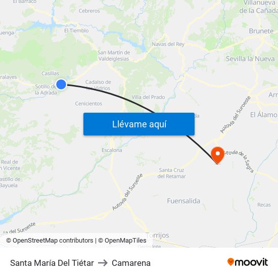Santa María Del Tiétar to Camarena map