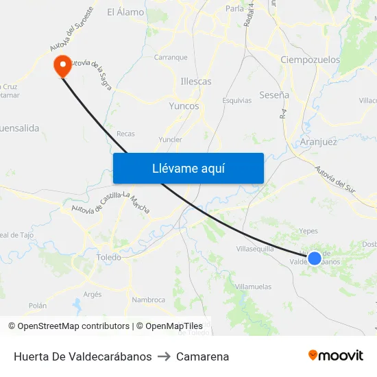 Huerta De Valdecarábanos to Camarena map