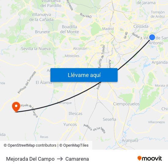 Mejorada Del Campo to Camarena map