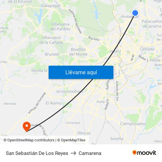 San Sebastián De Los Reyes to Camarena map
