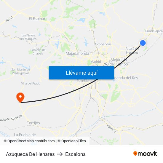 Azuqueca De Henares to Escalona map