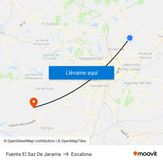 Fuente El Saz De Jarama to Escalona map