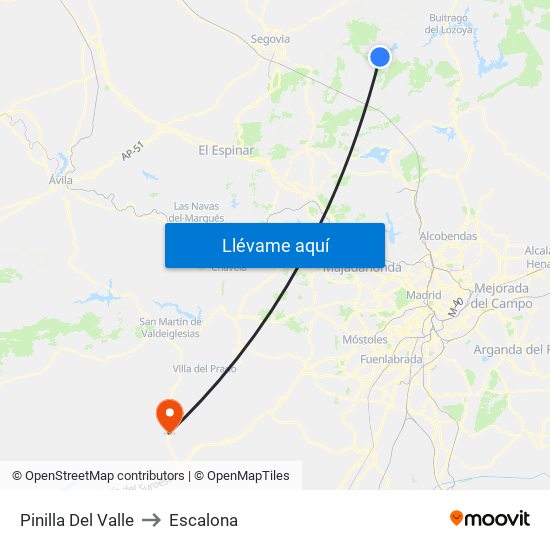 Pinilla Del Valle to Escalona map