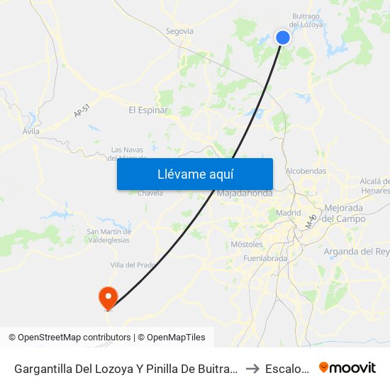 Gargantilla Del Lozoya Y Pinilla De Buitrago to Escalona map