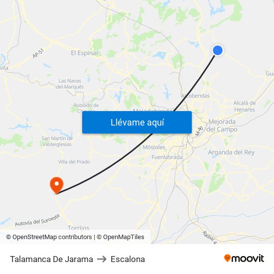 Talamanca De Jarama to Escalona map