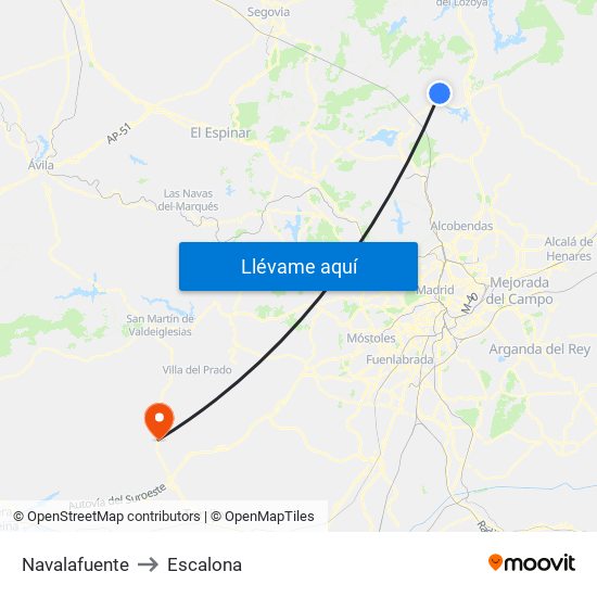 Navalafuente to Escalona map