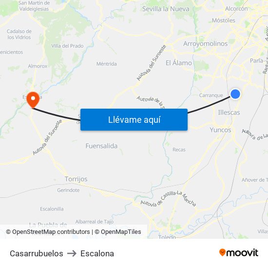 Casarrubuelos to Escalona map