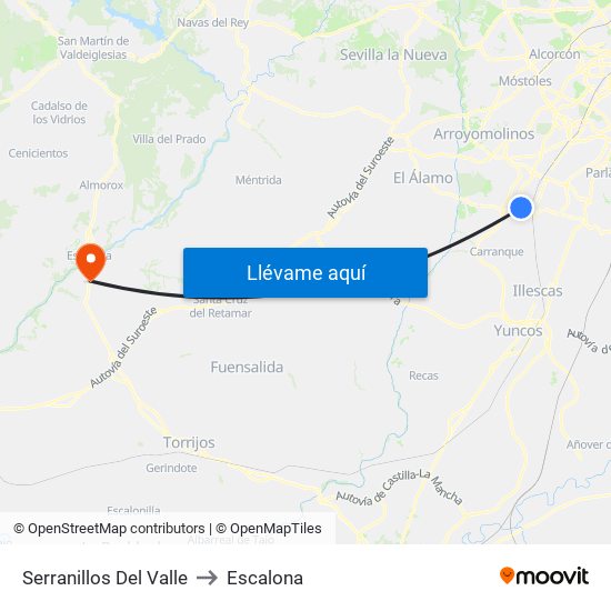 Serranillos Del Valle to Escalona map