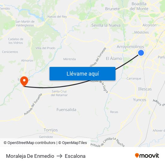 Moraleja De Enmedio to Escalona map