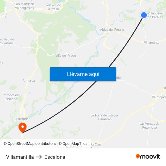 Villamantilla to Escalona map