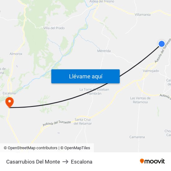 Casarrubios Del Monte to Escalona map