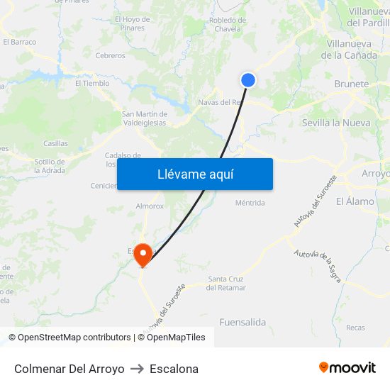 Colmenar Del Arroyo to Escalona map