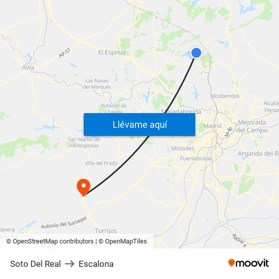 Soto Del Real to Escalona map