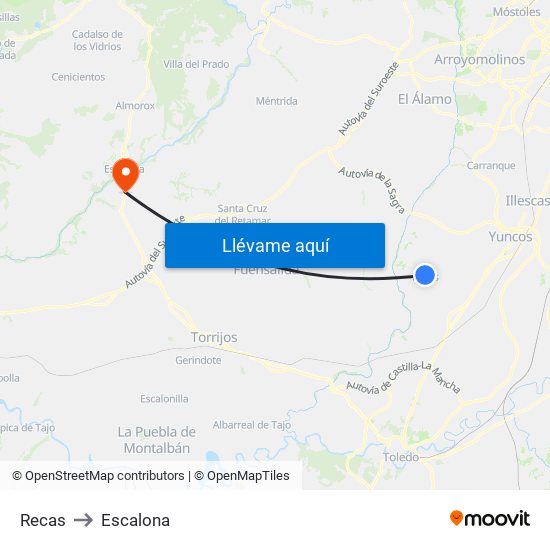 Recas to Escalona map
