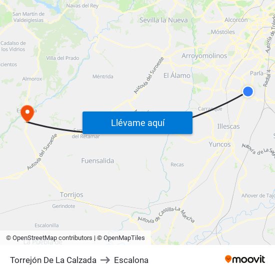 Torrejón De La Calzada to Escalona map