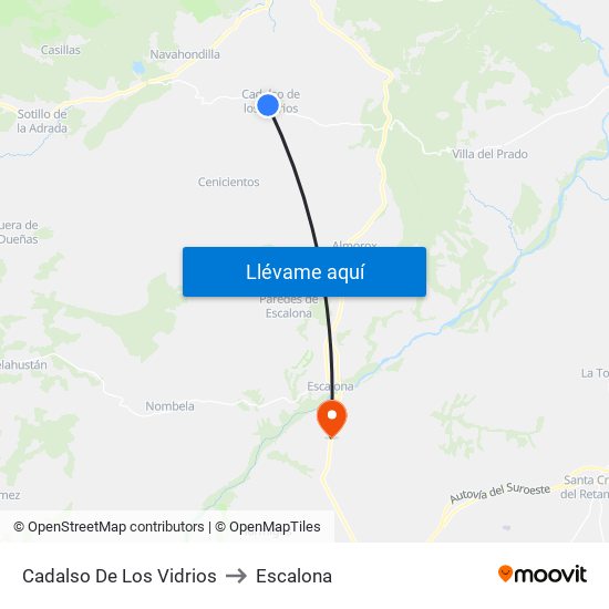 Cadalso De Los Vidrios to Escalona map