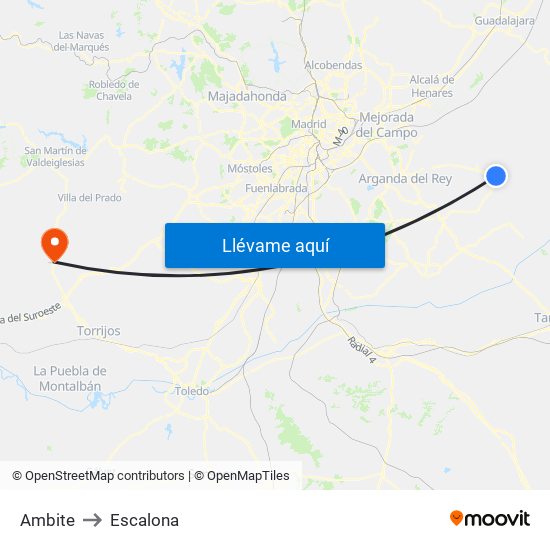 Ambite to Escalona map