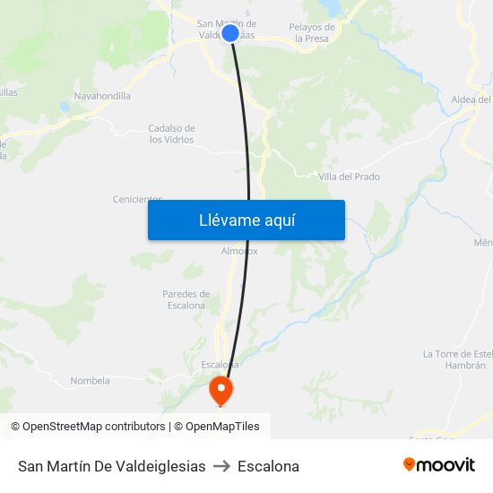 San Martín De Valdeiglesias to Escalona map