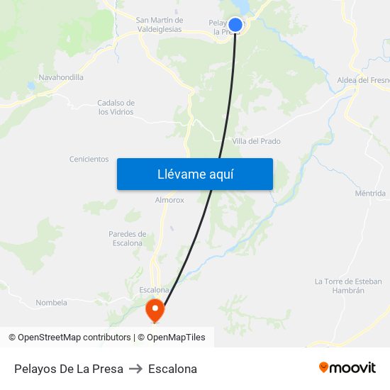 Pelayos De La Presa to Escalona map