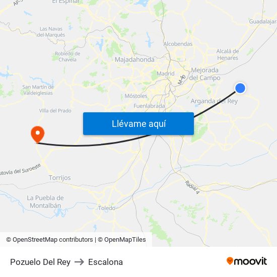 Pozuelo Del Rey to Escalona map