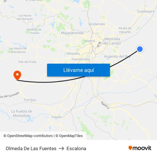 Olmeda De Las Fuentes to Escalona map