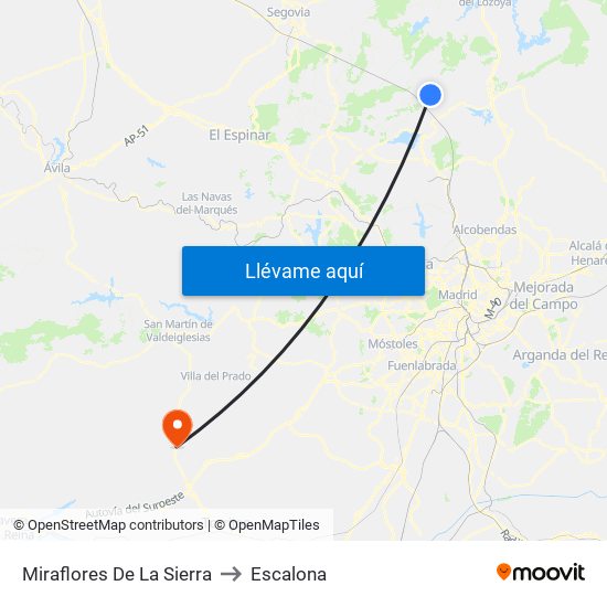 Miraflores De La Sierra to Escalona map